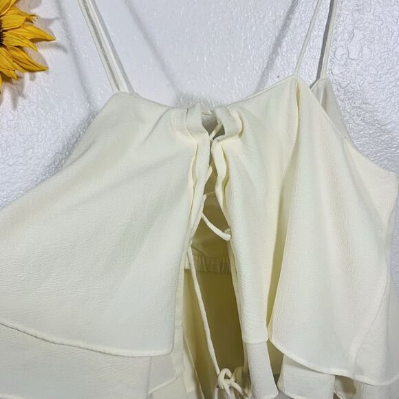 Free People Tropical Wave Cream Lace Back Crop Top Size Large Women’s - Picture 7 of 9